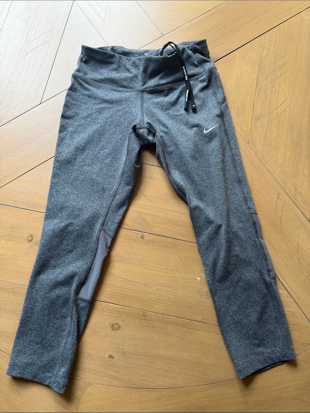 Nike Gray Heather Performance Leggings with Reflective Swoosh